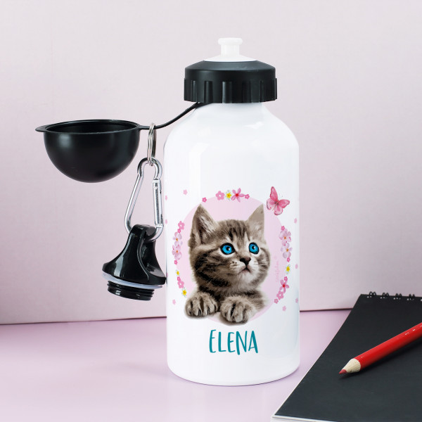 Trinkflasche mit Kätzchen und Name