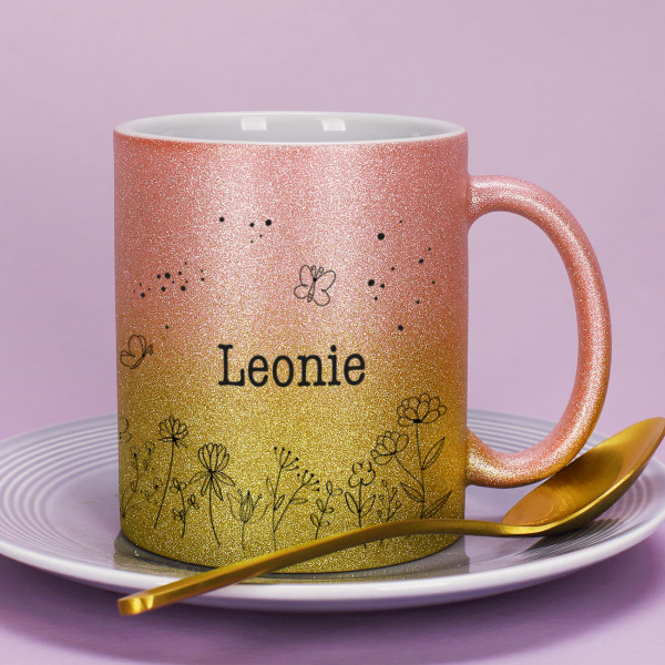 Personalisierte Glitzertasse mit Name