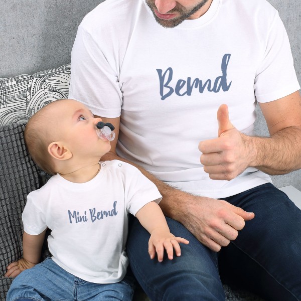 Weiße T-Shirts im Set Vater und Sohn