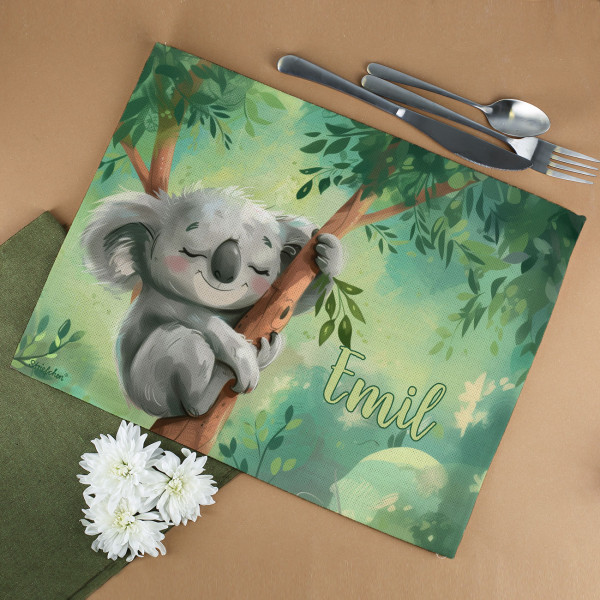 Platzdeckchen für Kinder mit Koala und Name bedruckt